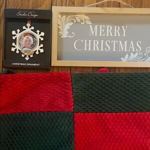 Merry Christmas Wall Sign and Ornament Set